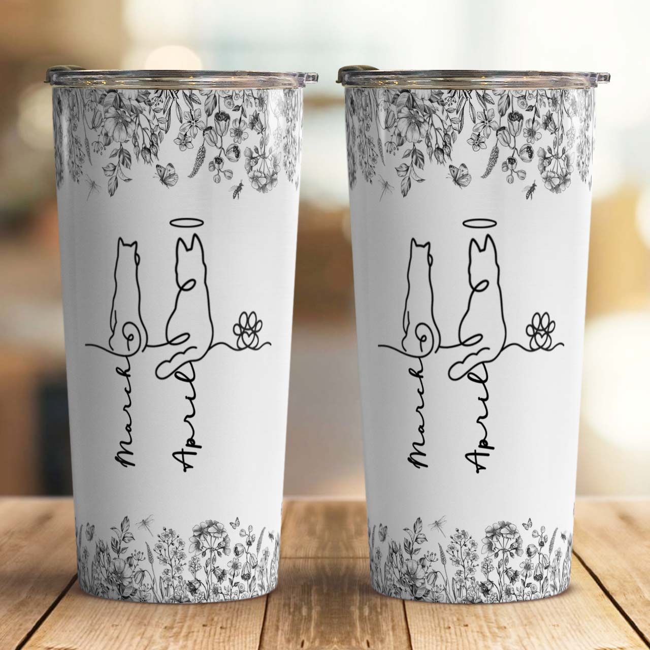 PSTB21 Toile De Jouy French Dog Line - Personalized Custom Tumbler