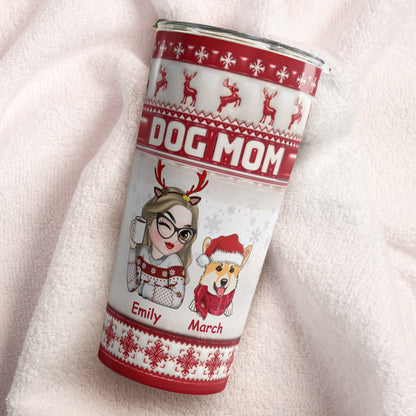 PSTB10 Dog Mom Christmas Decoration Ver 3D Inflated Effect - Personalized Custom Tumbler