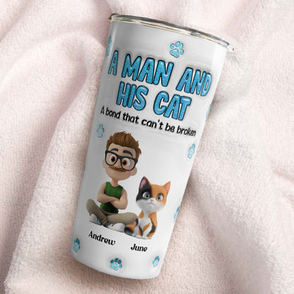 PSTB28 A Man And His Cat 3D Inflated Effect - Personalized Custom Tumbler