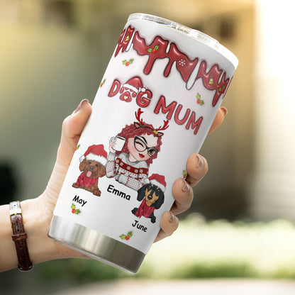 PSTB06 Dog Mom Dog Lover Christmas 3D Inflated Effect - Personalized Custom Tumbler