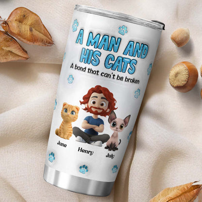 PSTB28 A Man And His Cat 3D Inflated Effect - Personalized Custom Tumbler