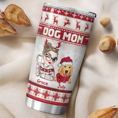 PSTB10 Dog Mom Christmas Decoration Ver 3D Inflated Effect - Personalized Custom Tumbler