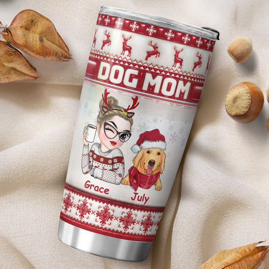 PSTB10 Dog Mom Christmas Decoration Ver 3D Inflated Effect - Personalized Custom Tumbler