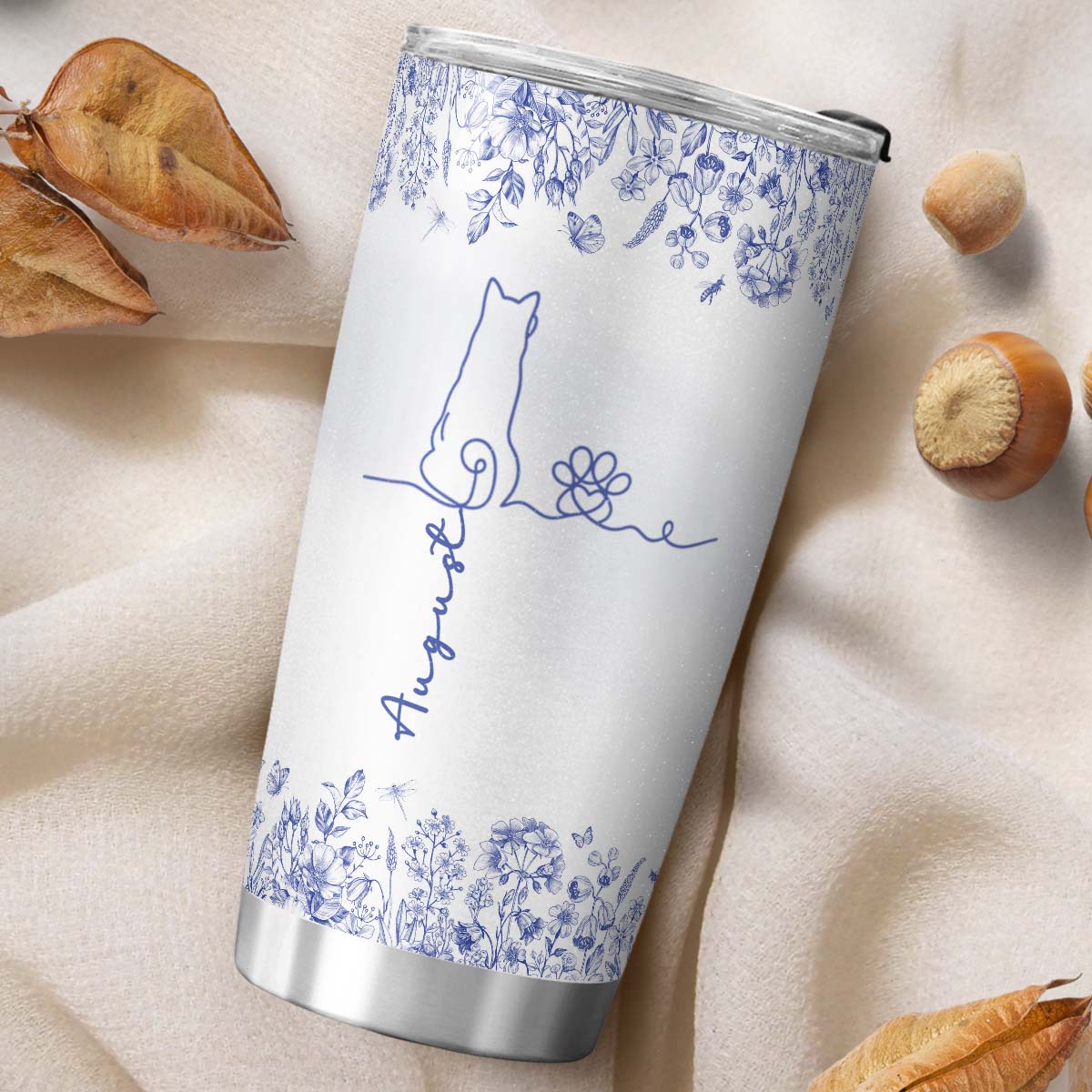 PSTB21 Toile De Jouy French Dog Line - Personalized Custom Tumbler