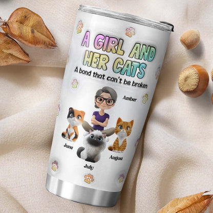PSTB27 A Girl And Her Cat 3D Inflated Effect - Personalized Custom Tumbler