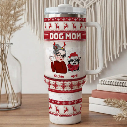 PSTB10 Dog Mom Christmas Decoration Ver 3D Inflated Effect - Personalized Custom Tumbler