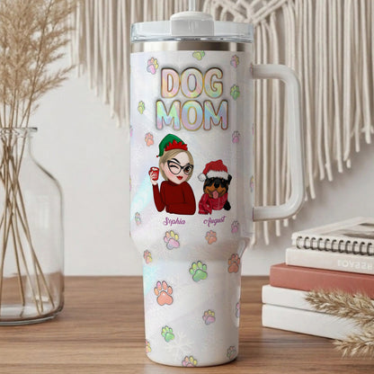 PSTB05 Dog Mom Dog Mum 3D Inflated Effect Christmas Ver - Personalized Custom Tumbler