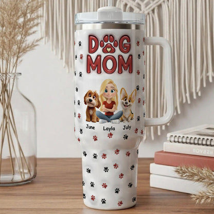PSTB03 Dog Mom Dog Mum Dog Lover 3D Inflated Effect - Personalized Custom Tumbler