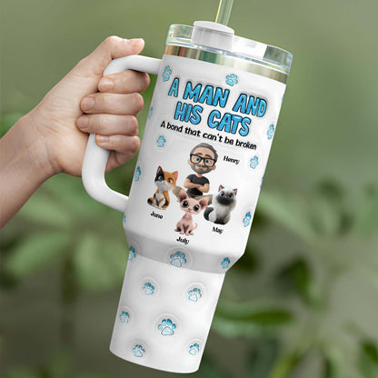 PSTB28 A Man And His Cat 3D Inflated Effect - Personalized Custom Tumbler