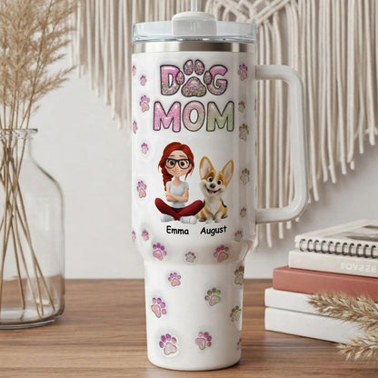 PSTB01 Dog Mom 3D Inflated Effect - Personalized Custom Tumbler