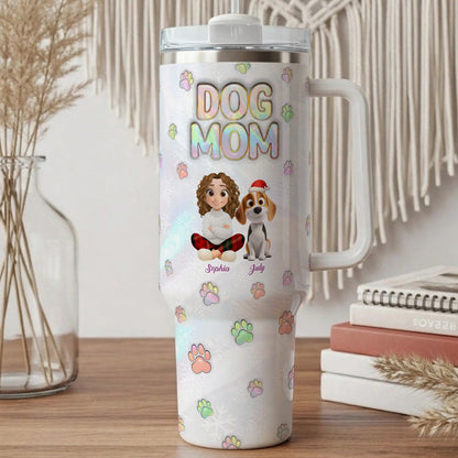 PSTB04 Dog Mom Dog Lover 3D Inflated Effect Christmas Ver - Personalized Custom Tumbler