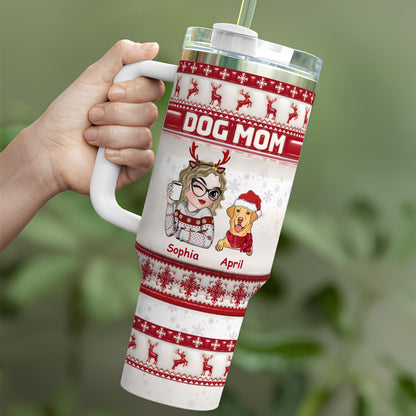 PSTB10 Dog Mom Christmas Decoration Ver 3D Inflated Effect - Personalized Custom Tumbler
