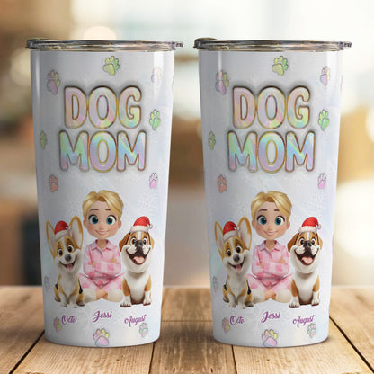 PSTB04 Dog Mom Dog Lover 3D Inflated Effect Christmas Ver - Personalized Custom Tumbler