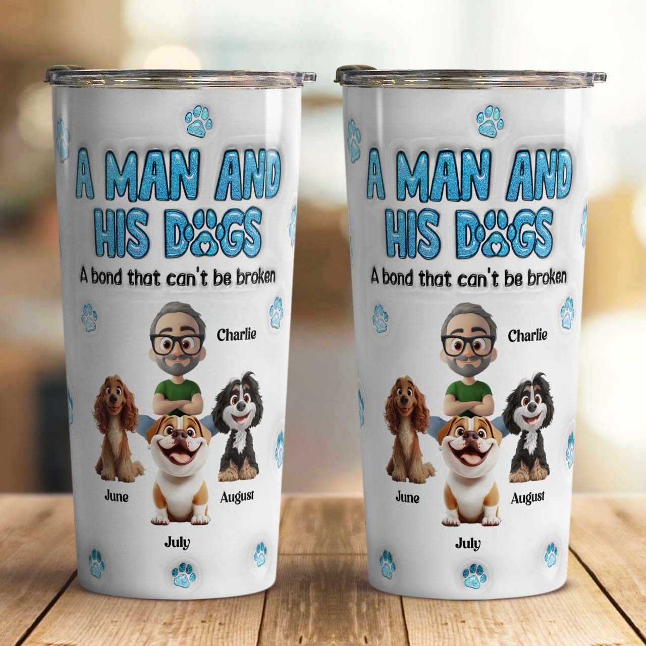 PSTB29 A Man And His Dog 3D Inflated Effect - Personalized Custom Tumbler