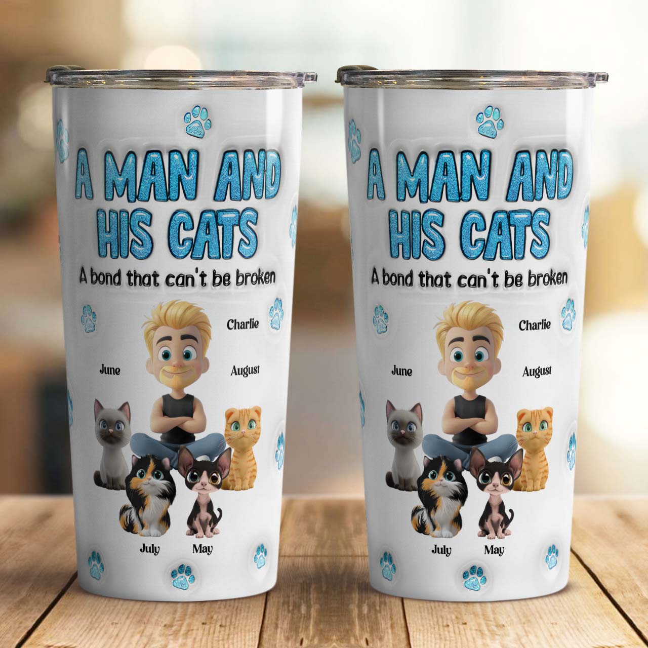 PSTB28 A Man And His Cat 3D Inflated Effect - Personalized Custom Tumbler