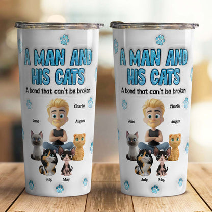 PSTB28 A Man And His Cat 3D Inflated Effect - Personalized Custom Tumbler