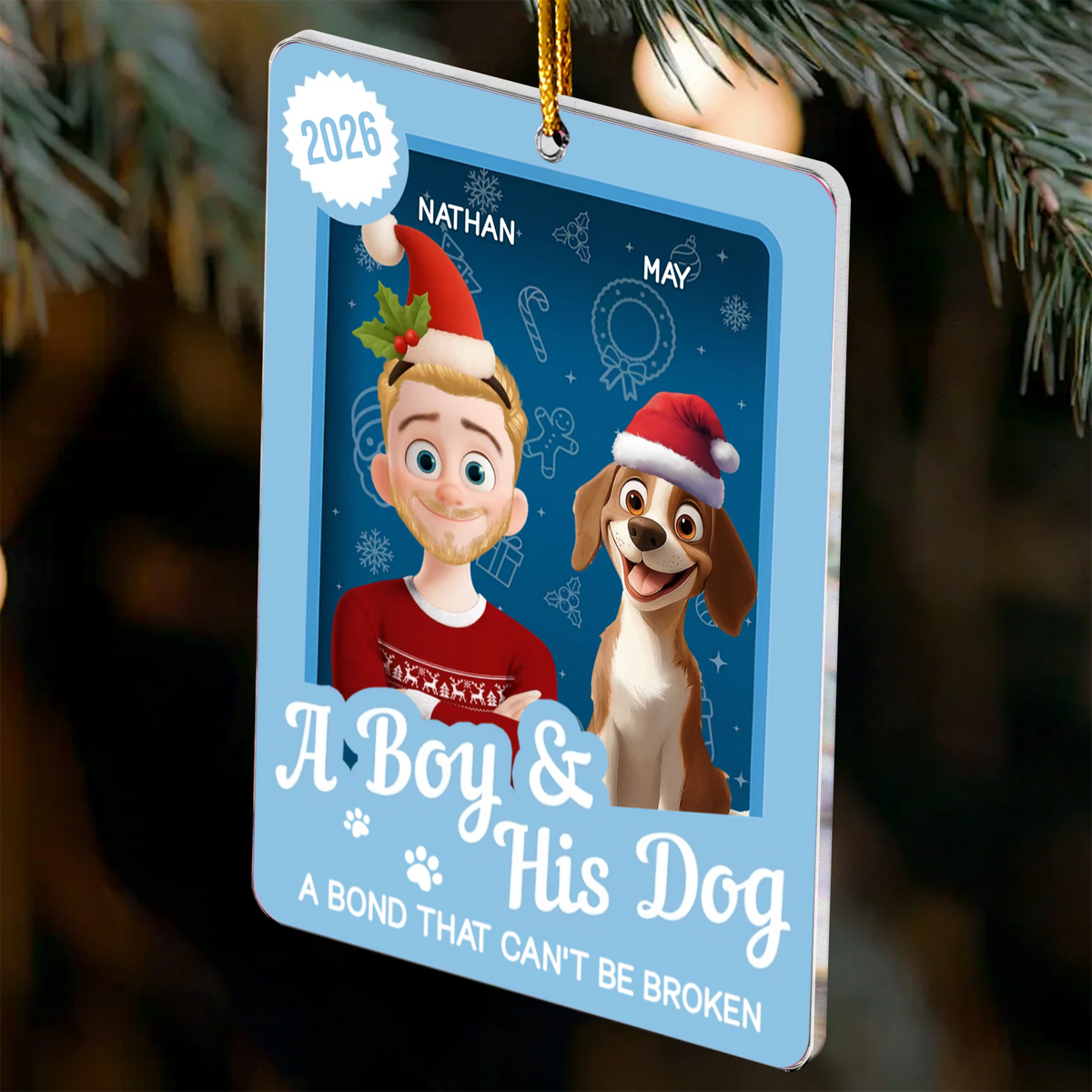PSTG15 A Boy And His Dog A Bond That Can't Be Broken - Personalized Acrylic Ornament