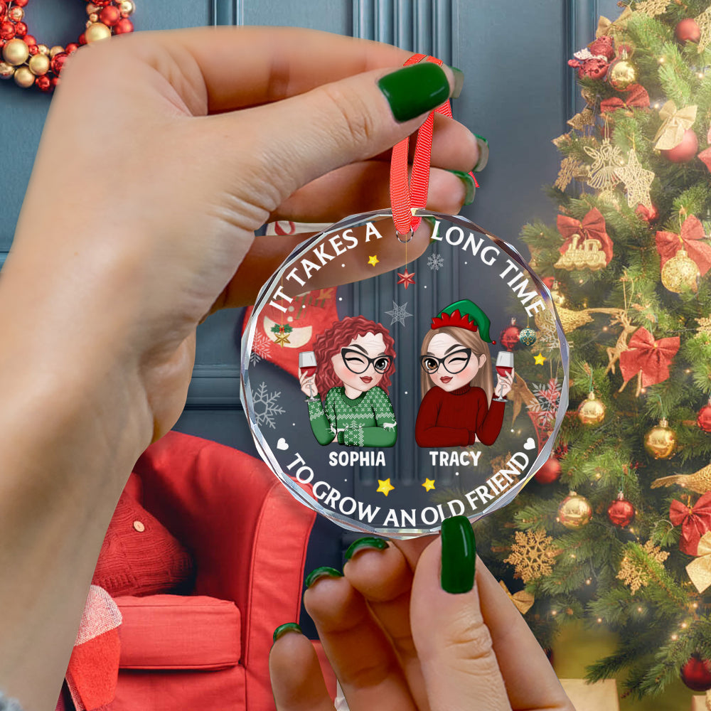 PSTG01 It Takes A Long Time To Grow An Old Friend Xmas - Personalized Glass Ornament