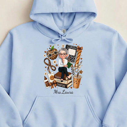 UPST102 Teach Love Inspire Leopard Style - Personalized T-shirt Hoodie