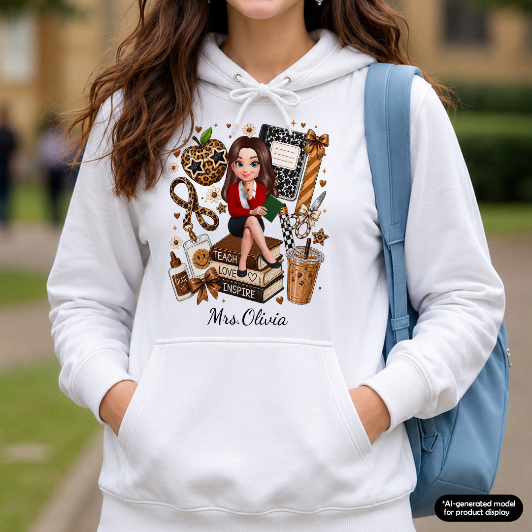 UPST102 Teach Love Inspire Leopard Style - Personalized T-shirt Hoodie