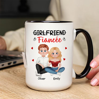 UPST104 Fiancé Engagement Couple - Personalized White Mug Accent Mug