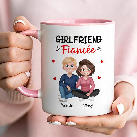 UPST104 Fiancé Engagement Couple - Personalized White Mug Accent Mug