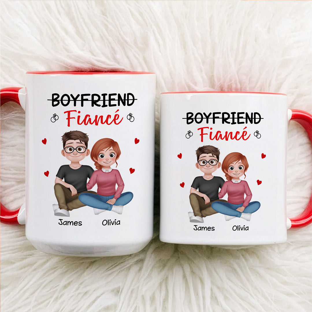 UPST104 Fiancé Engagement Couple - Personalized White Mug Accent Mug