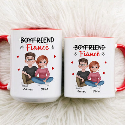 UPST104 Fiancé Engagement Couple - Personalized White Mug Accent Mug