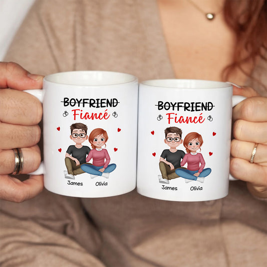 UPST104 Fiancé Engagement Couple - Personalized White Mug Accent Mug