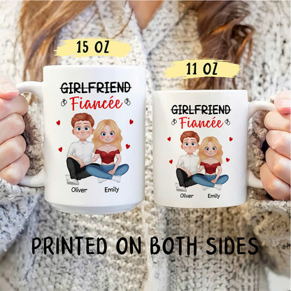 UPST104 Fiancé Engagement Couple - Personalized White Mug Accent Mug