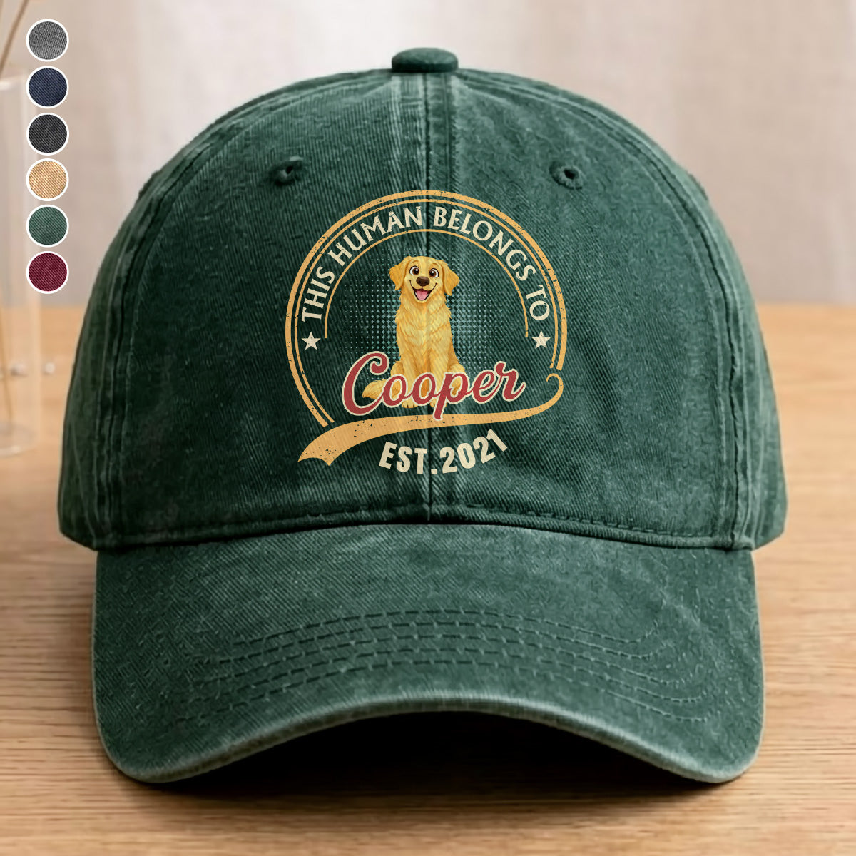 UPST109 This Human Belongs To Dog - Personalized Custom Wash Denim Cap