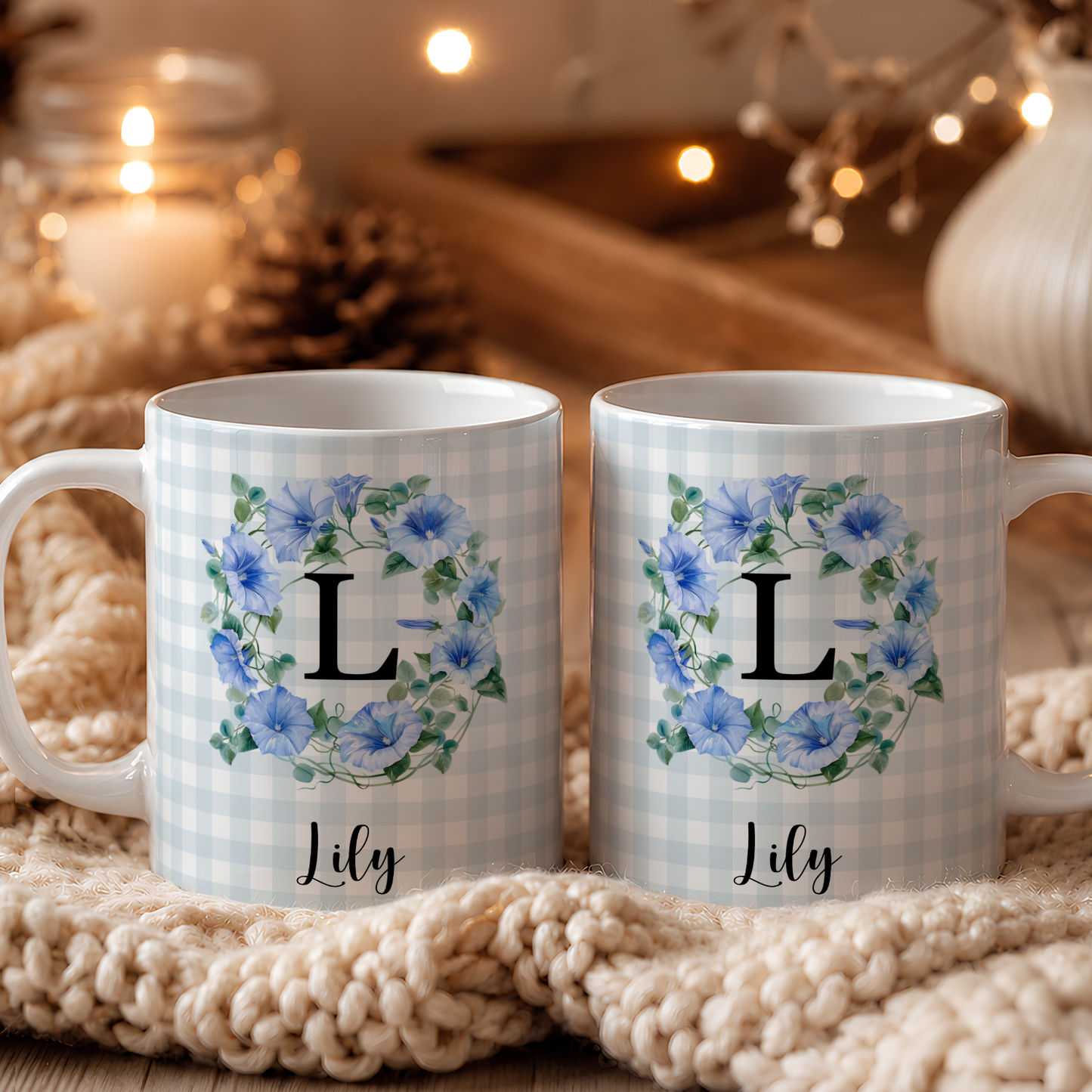 VPST75 Birth Flower Custom Name - Personalized White Mug Accent Mug