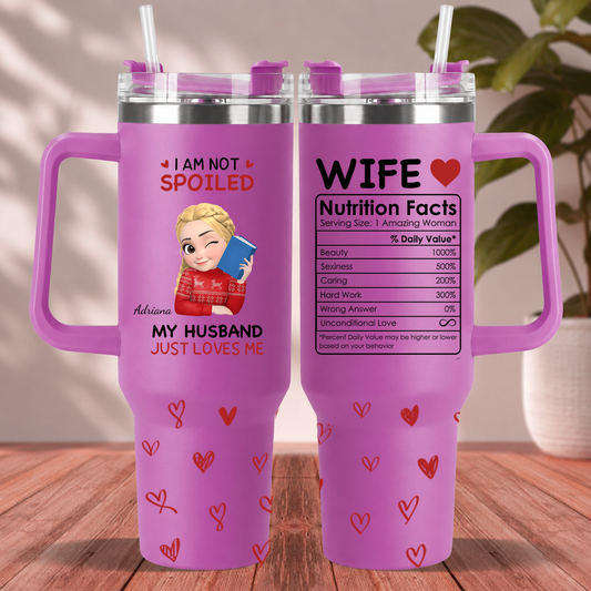 PST151 I'm Not Spoiled My Husband Just Loves Me - Personalized 40oz Tumbler Handle Color