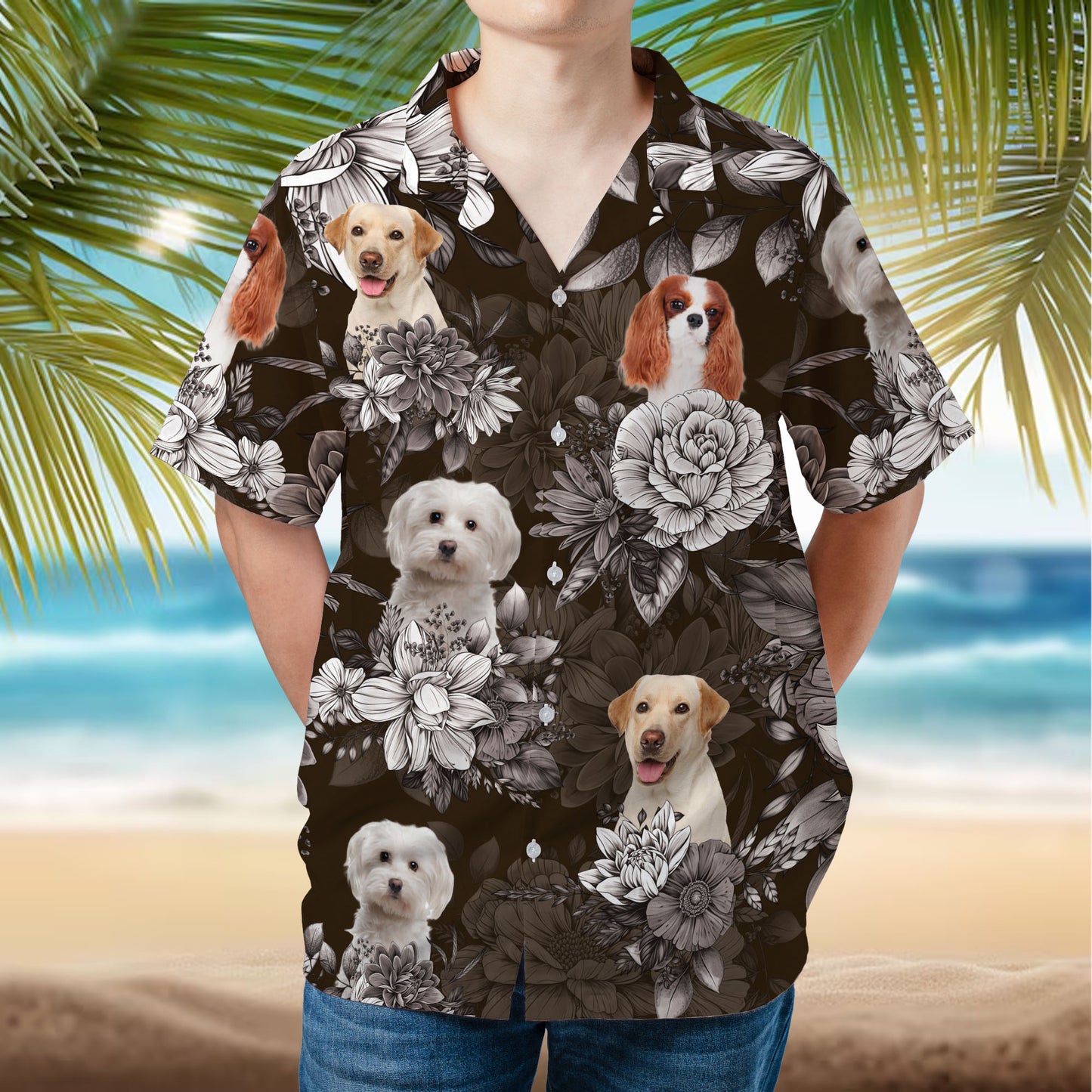 PSH18 Personalized Pet's Lover Flowers Pattern - Custom Hawaiian Shirt