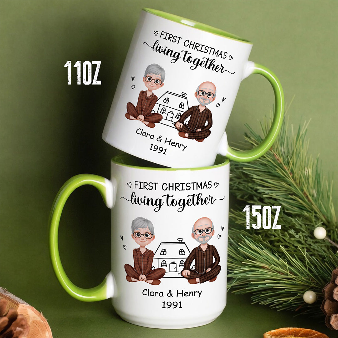UPST111 First Christmas Living Together - Personalized White Mug Accent Mug