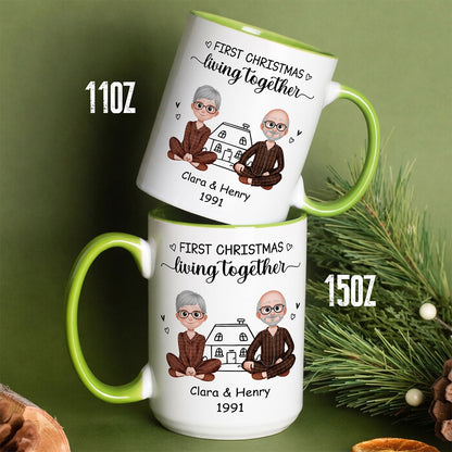 UPST111 First Christmas Living Together - Personalized White Mug Accent Mug