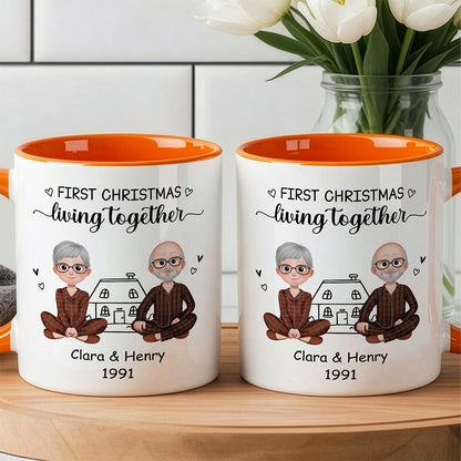 UPST111 First Christmas Living Together - Personalized White Mug Accent Mug
