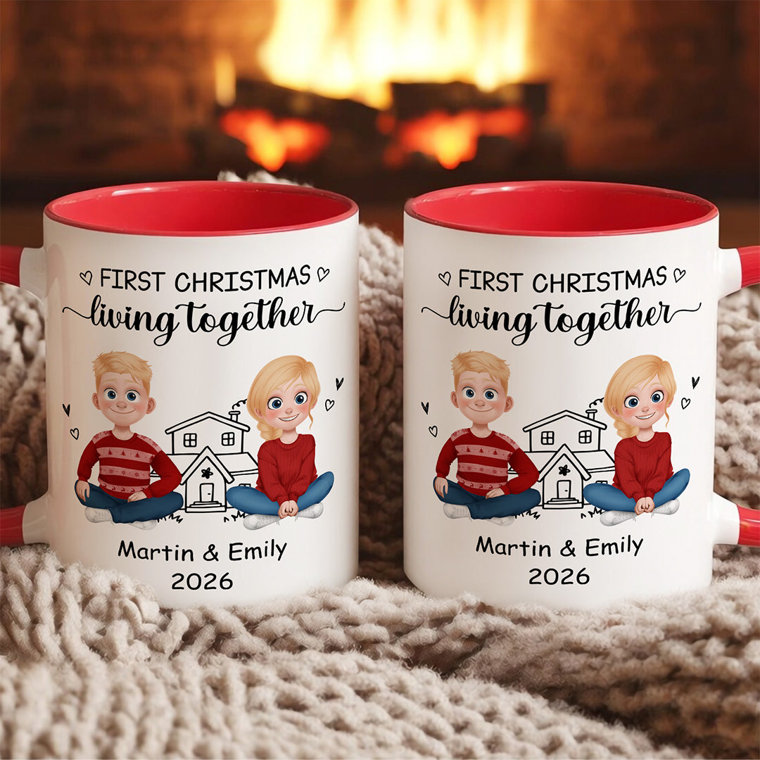 UPST111 First Christmas Living Together - Personalized White Mug Accent Mug