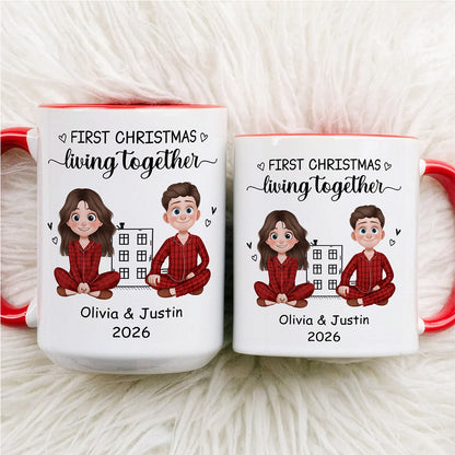UPST111 First Christmas Living Together - Personalized White Mug Accent Mug