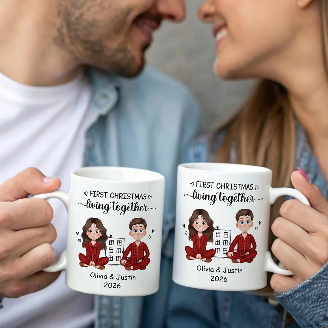 UPST111 First Christmas Living Together - Personalized White Mug Accent Mug