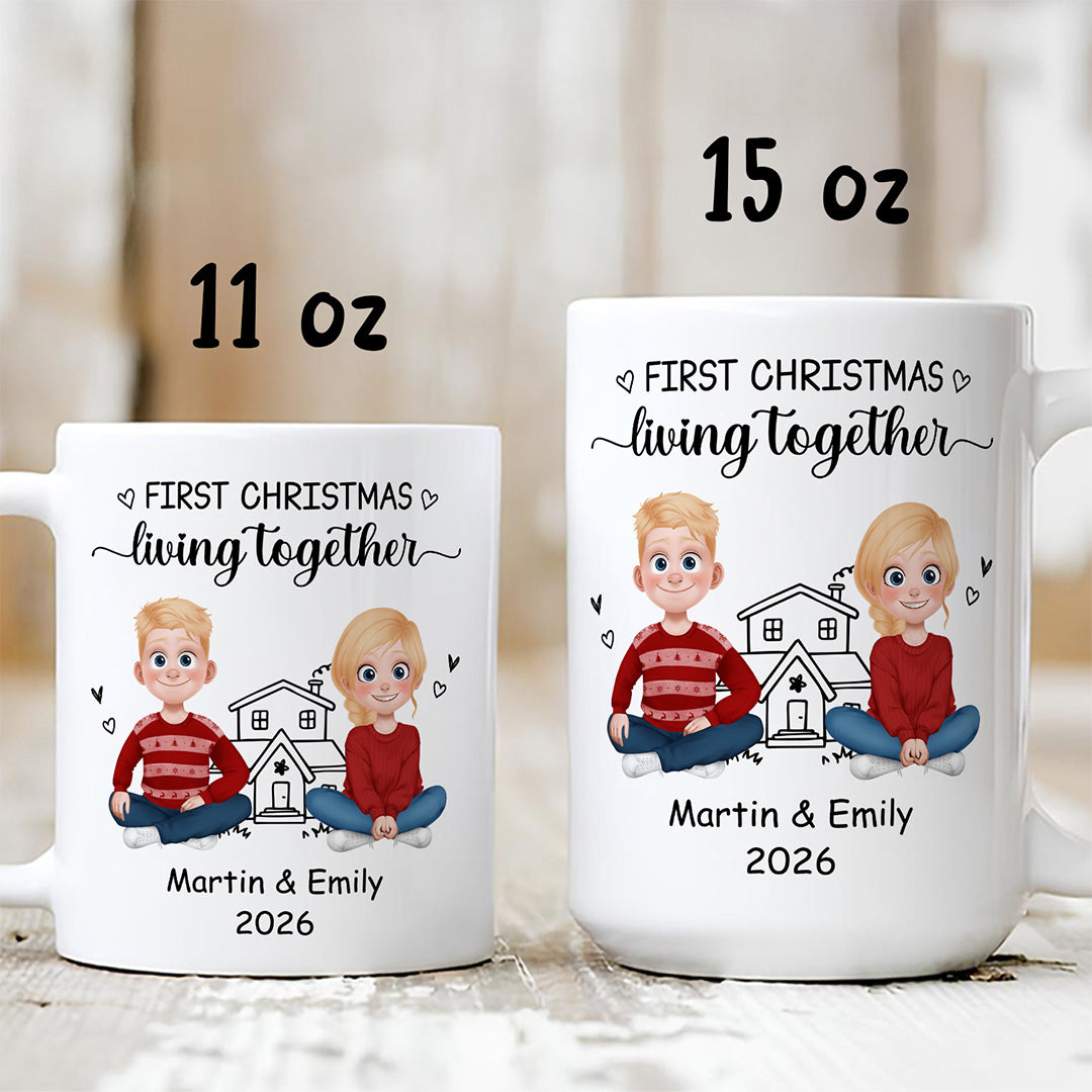 UPST111 First Christmas Living Together - Personalized White Mug Accent Mug
