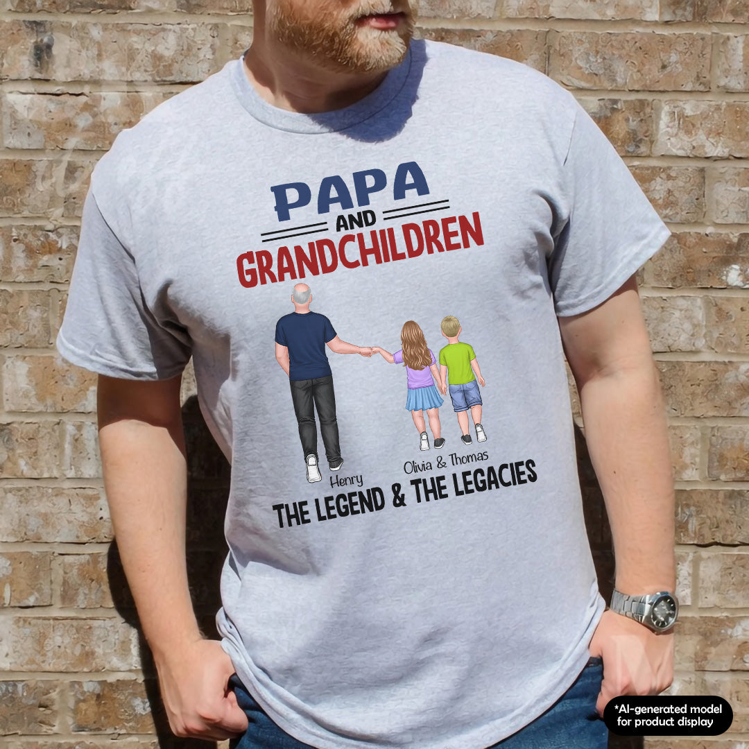 UPST113 Grandpa Grandkids The Legend The Legacy - Personalized T-shirt Hoodie