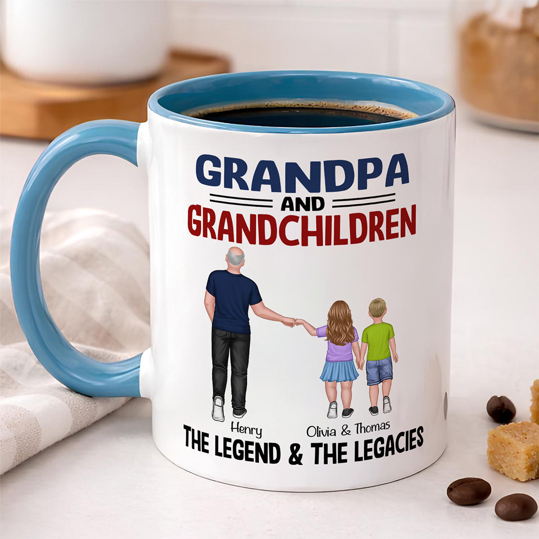UPST113 Grandpa Grandkids The Legend The Legacy - Personalized White Mug Accent Mug