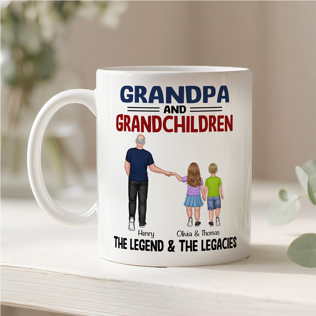 UPST113 Grandpa Grandkids The Legend The Legacy - Personalized White Mug Accent Mug