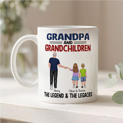 UPST113 Grandpa Grandkids The Legend The Legacy - Personalized White Mug Accent Mug