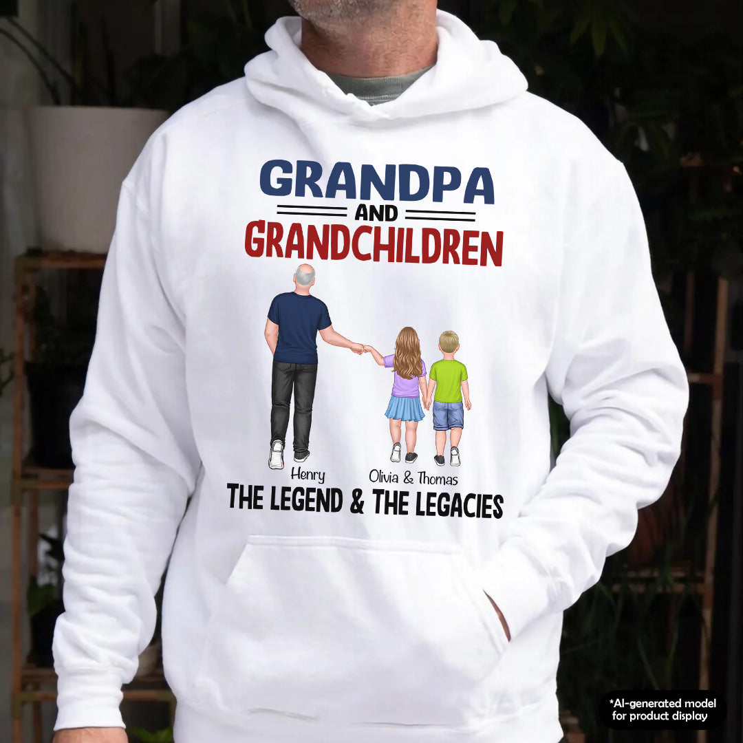 UPST113 Grandpa Grandkids The Legend The Legacy - Personalized T-shirt Hoodie