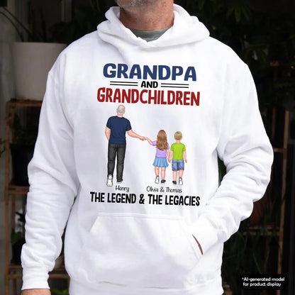 UPST113 Grandpa Grandkids The Legend The Legacy - Personalized T-shirt Hoodie