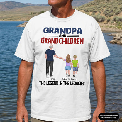 UPST113 Grandpa Grandkids The Legend The Legacy - Personalized T-shirt Hoodie