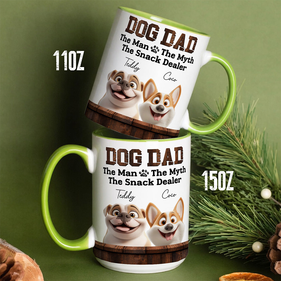 UPST115 Dog Dad The Man The Myth The Snack Dealer - Personalized White Mug Accent Mug