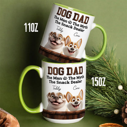 UPST115 Dog Dad The Man The Myth The Snack Dealer - Personalized White Mug Accent Mug